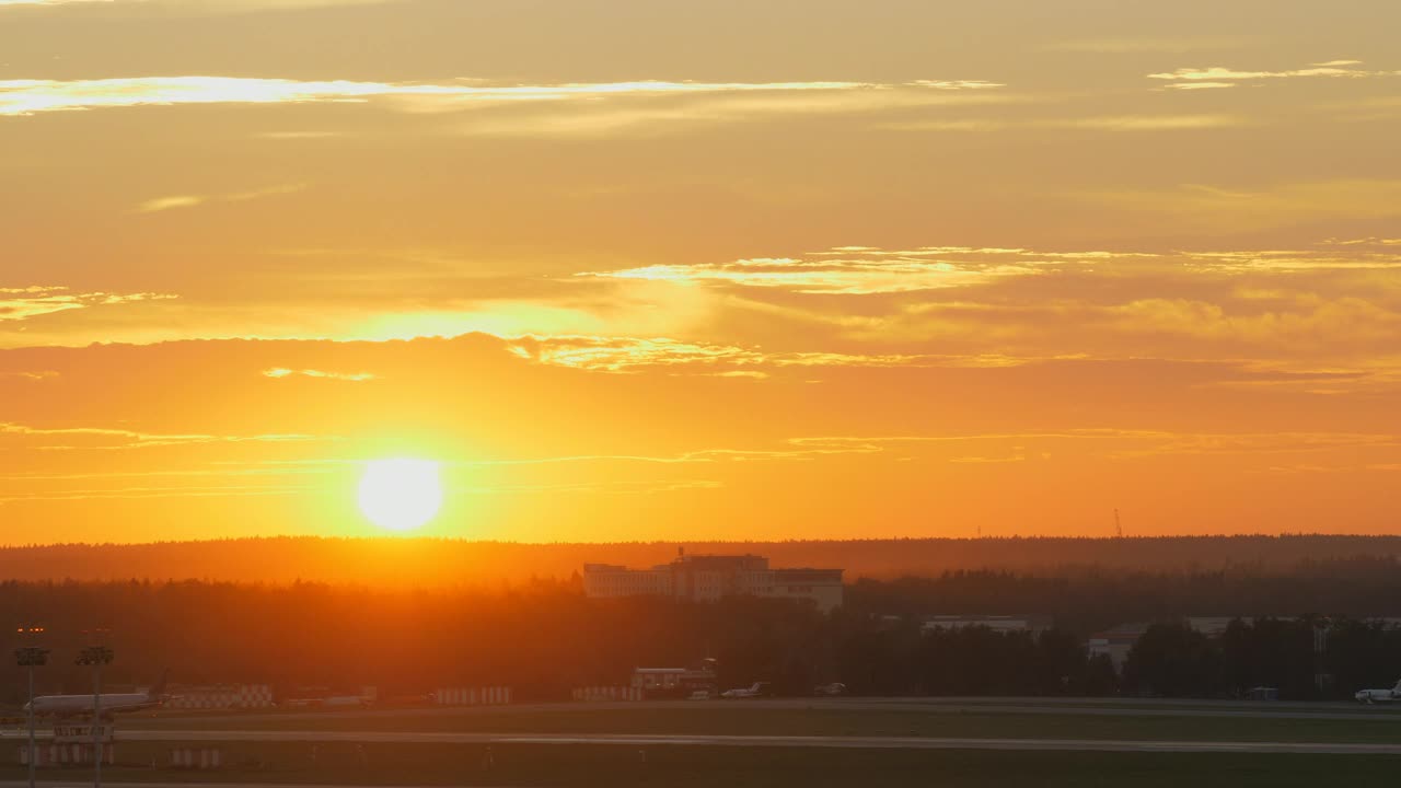 Free Video Stock sunset over the airport Live Wallpaper - Free Download