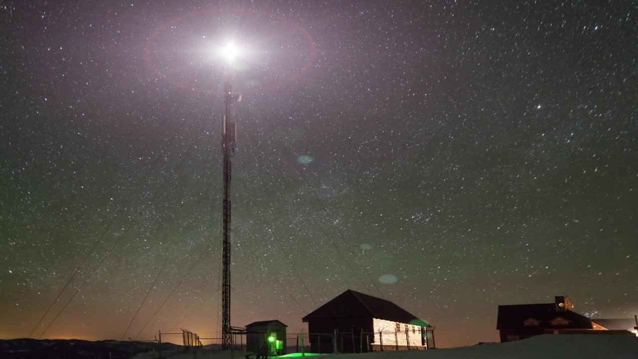 Free Video Stock Starry Sky On A Place With A Communications Tower Live Wallpaper - Free Download