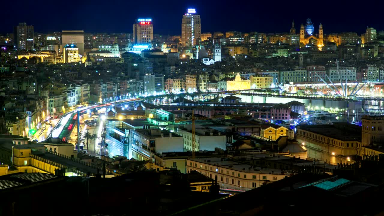 Stock Video Night Traffic In Genova Italy Live Wallpaper - Free Download