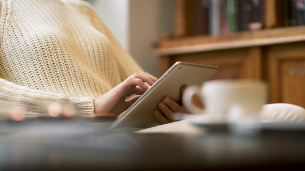 Free Stock Video Woman Holding A Tablet Device At Home Live Wallpaper - Free Download