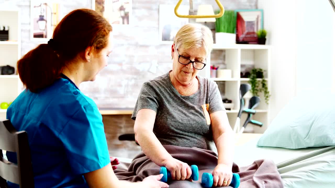Stock Video Elderly Woman In Physical Therapy With Nurse Live Wallpaper For PC - Free Download