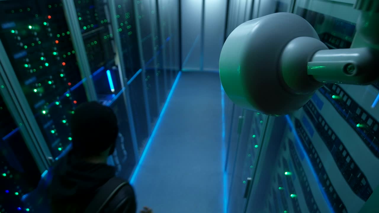 Free Video Stock thief in server room being recorded by a camera Live Wallpaper - Free Download