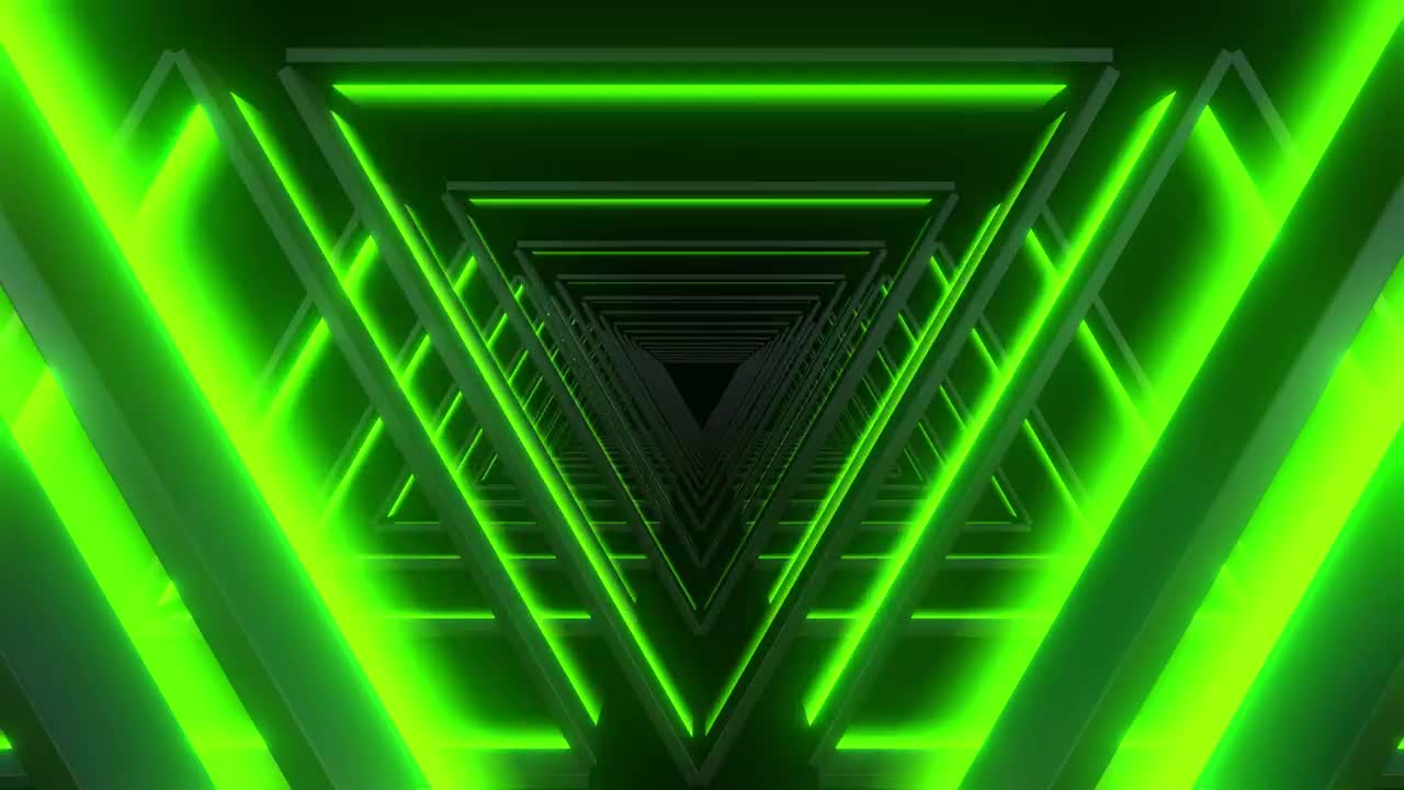 Stock Video Passing Through Illuminated Green Triangles Live Wallpaper - Free Download