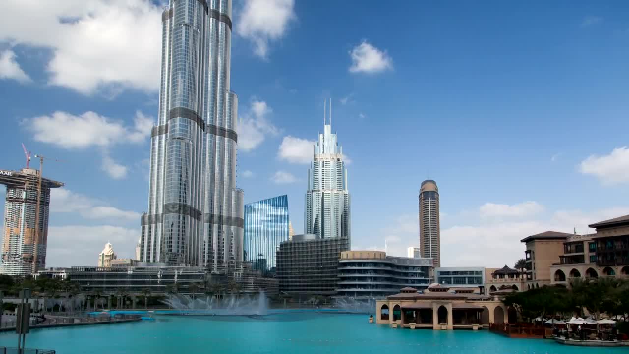 Stock Video Dubai Burj Khalifa Tower And Fountain Time Lapse Live Wallpaper For PC - Free Download