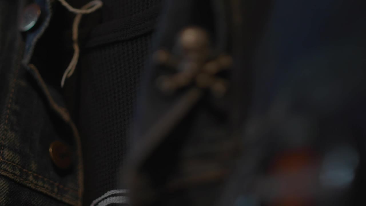 Free Video Stock Skull Pin On Denim Jacket Live Wallpaper - Free Download