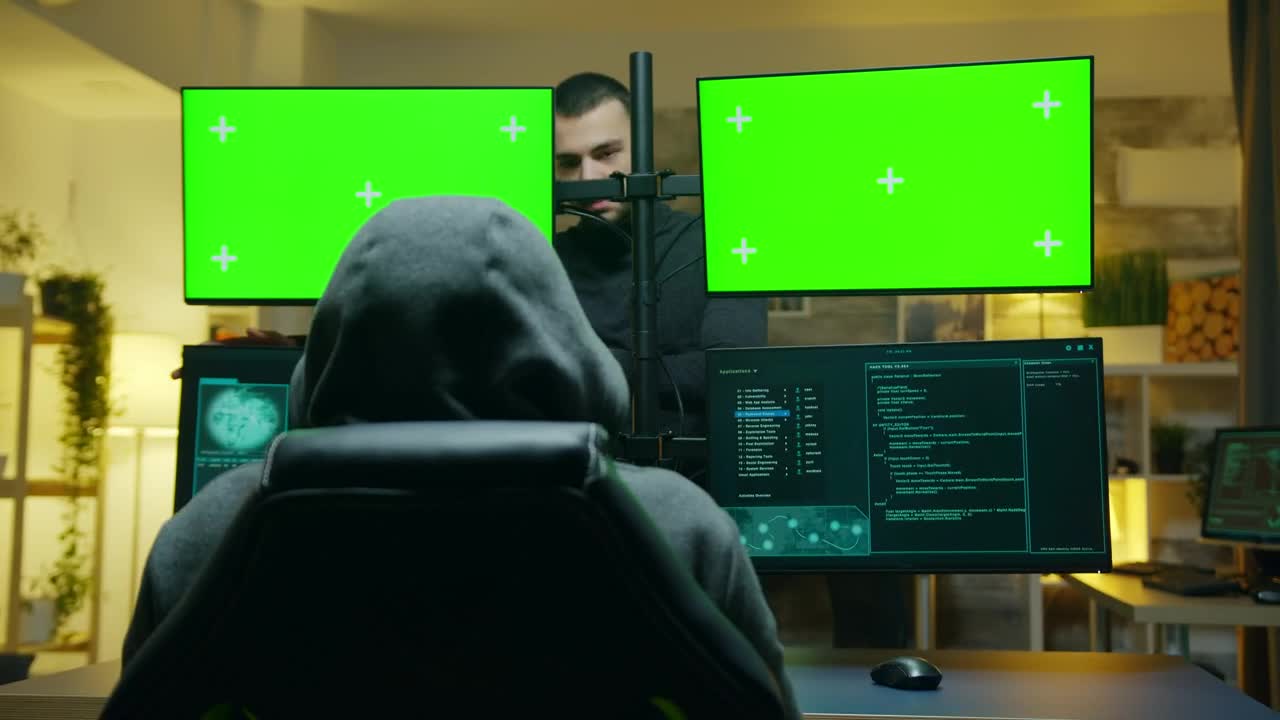 Stock Video Hackers With Multiple Screens Live Wallpaper For PC - Free Download