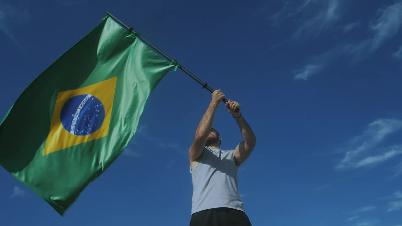 Free Stock Video Young Man Waving The Flag Of Brazil Live Wallpaper - Free Download