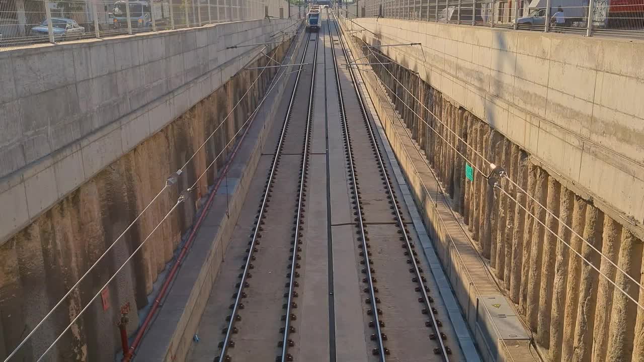 Stock Video Passenger Train Traveling On The Tracks Crossing The City Live Wallpaper - Free Download
