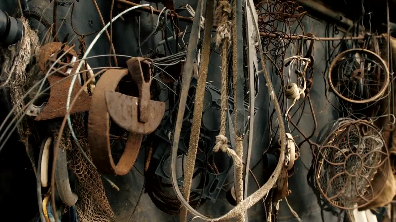 Stock Video Old Metal Items Hanging On The Wall Live Wallpaper - Free Download