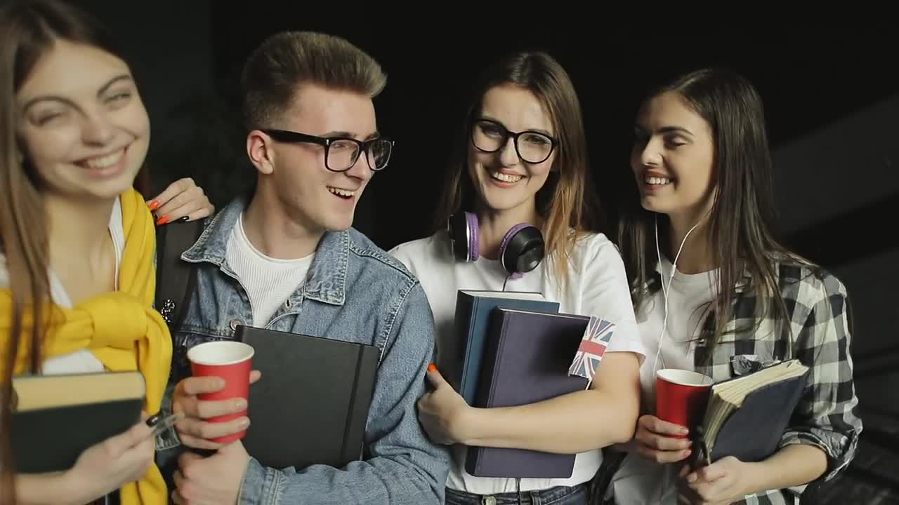 Stock Video Happy Smiling Students Promote College Education Animated Wallpaper - Free Download