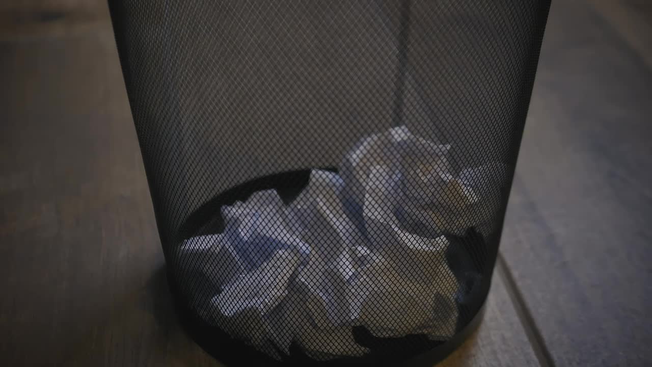 Free Video Stock trash basket of an office with paper balls Live Wallpaper - Free Download
