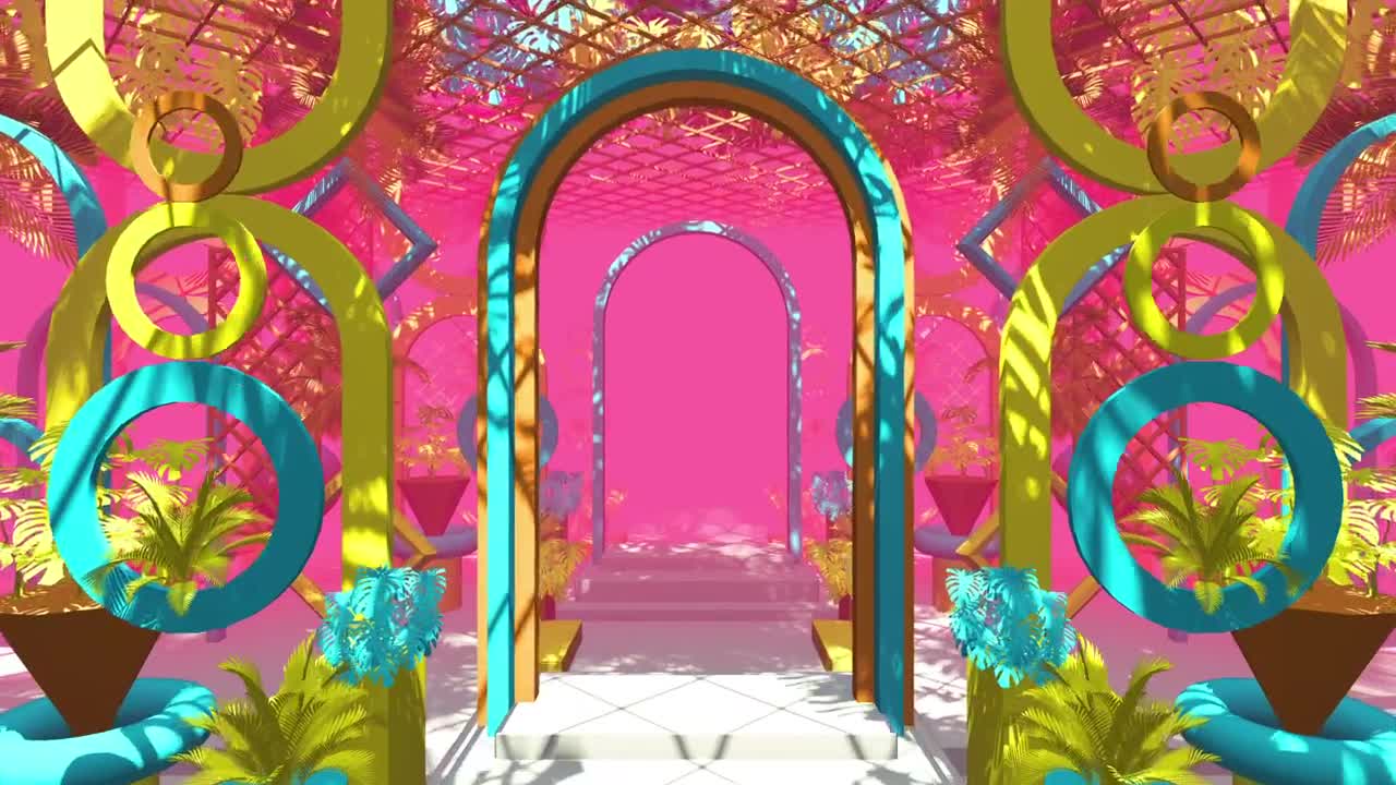 Stock Video Corridor With Arches And Colored Figures D Live Wallpaper For PC - Free Download