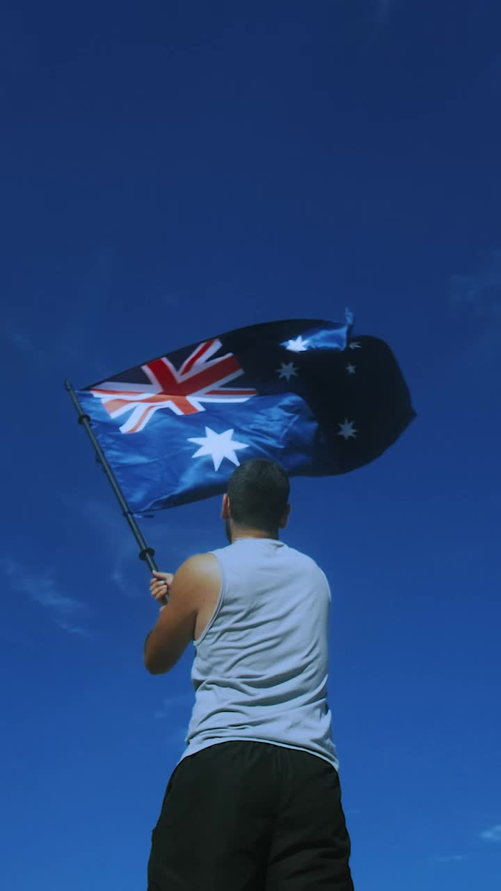 Stock Video Man Waving The Australian Fla Animated Wallpaper - Free Download