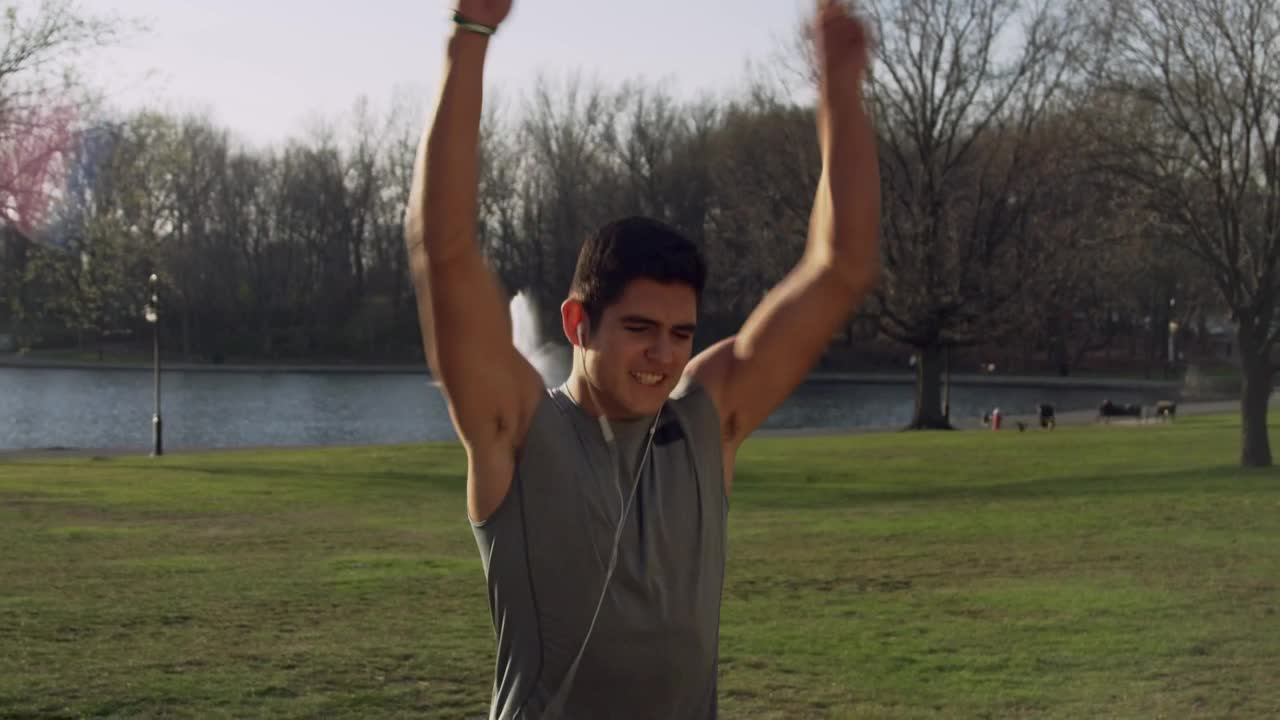 Stock Video Man Cheering After A Run Animated Wallpaper - Free Download