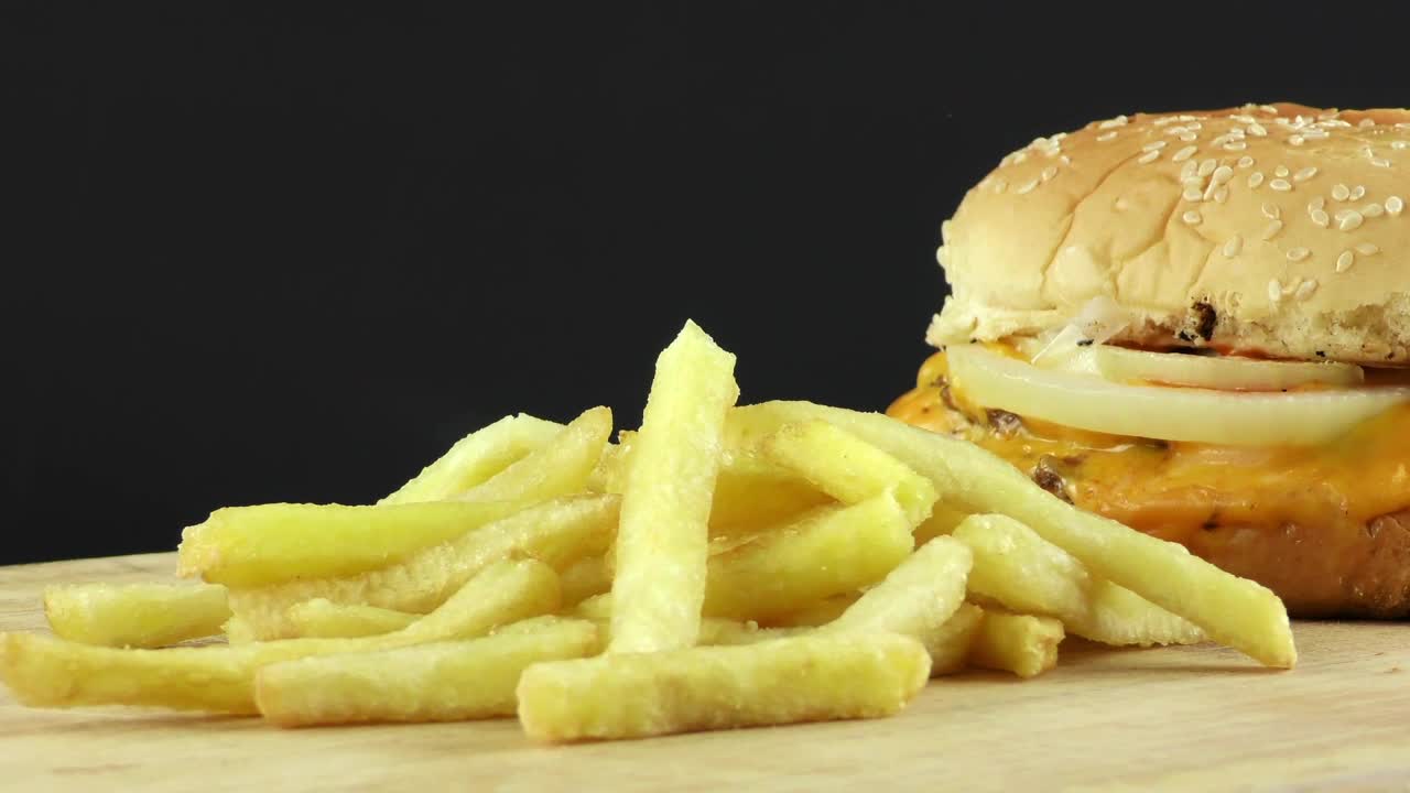 Stock Video French Fries Next To A Burger Live Wallpaper For PC - Free Download