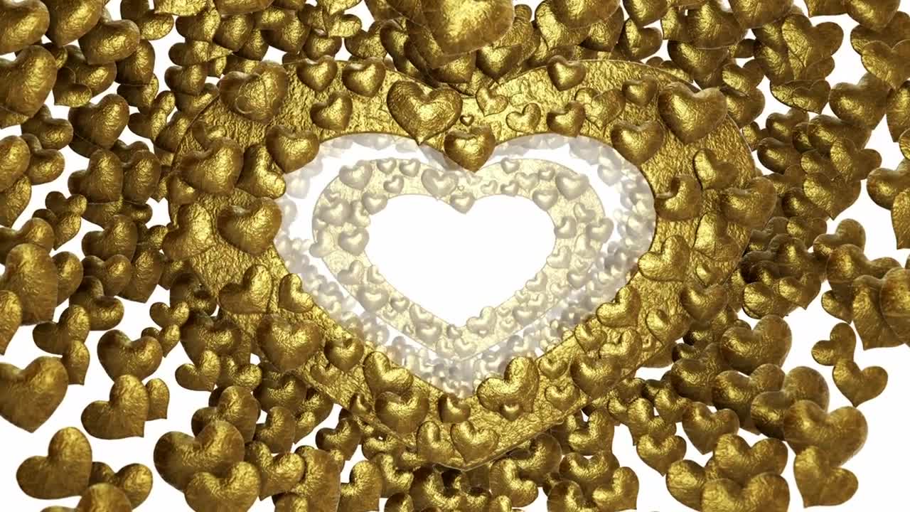 Stock Video Heart Shaped Frames Made With Golden Hearts Animated Wallpaper - Free Download