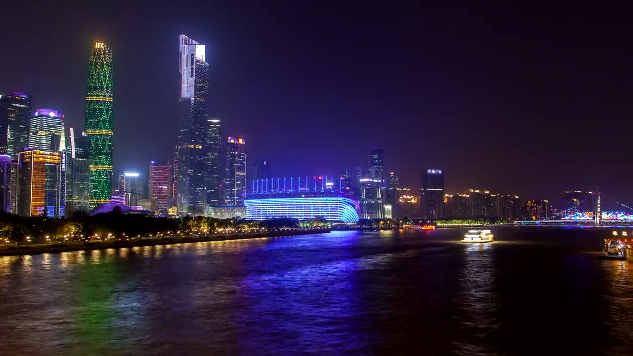 Stock Video Illuminated Ferries And The City Slyline At Night Animated Wallpaper - Free Download