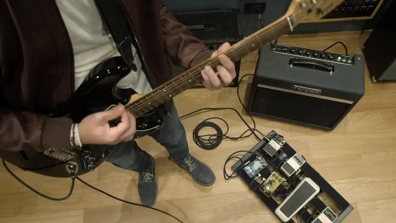 Stock Video Guitarist Practicing In A Recording Studio Live Wallpaper For PC - Free Download