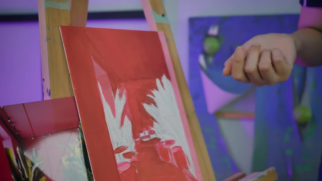 Free Video Stock teacher helping a student to paint Live Wallpaper - Free Download