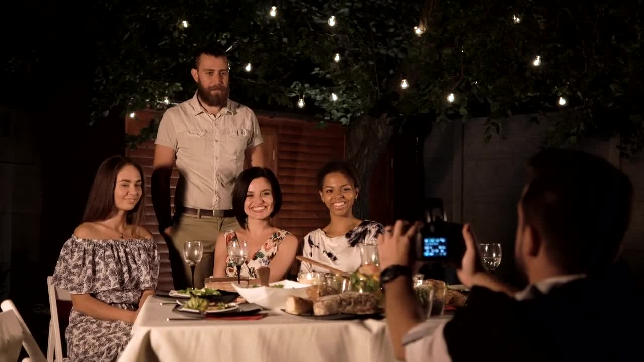 Free Video Stock taking a photo of friends in a reunion Live Wallpaper - Free Download