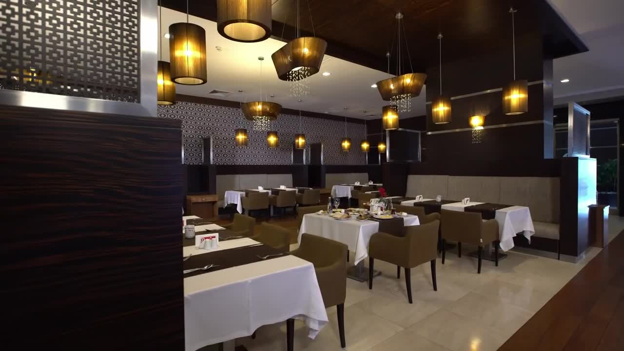 Stock Video Empty Restaurant With Nice Lighting Live Wallpaper For PC - Free Download