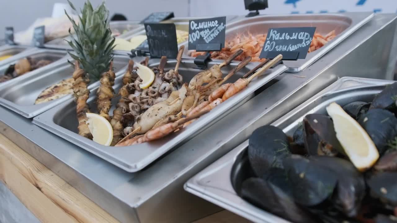 Stock Video Display With Food On Skewers In The Street Live Wallpaper For PC - Free Download