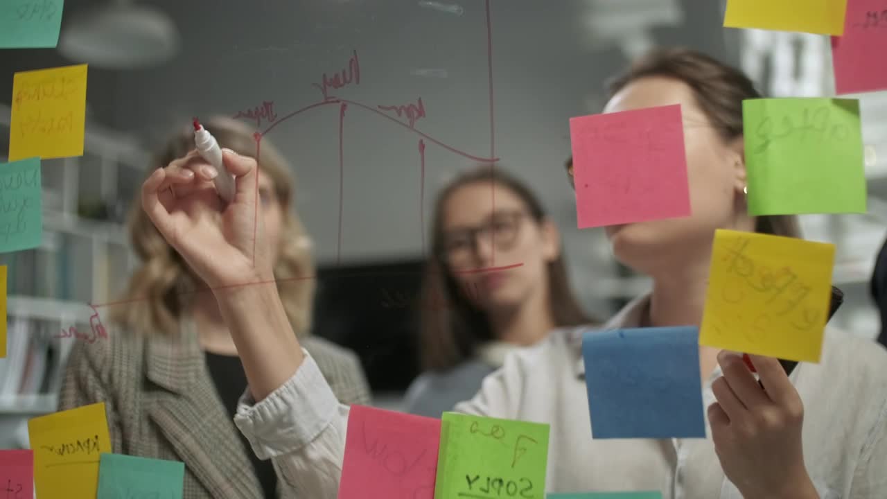 Stock Footage Web Design Work Team Out Strategy On Glass Wall Live Wallpaper - Free Download