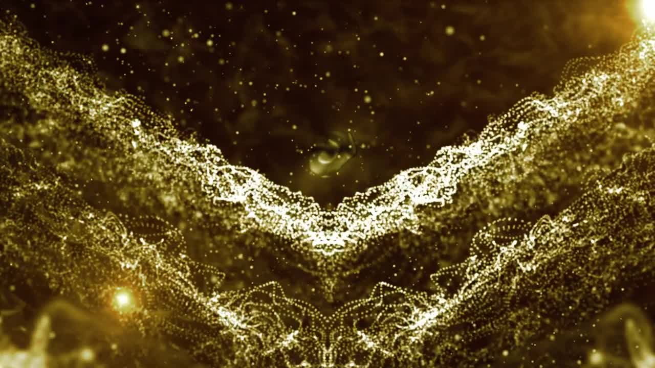 Stock Video Golden Particles With Abstract Nebula Shapes Live Wallpaper For PC - Free Download