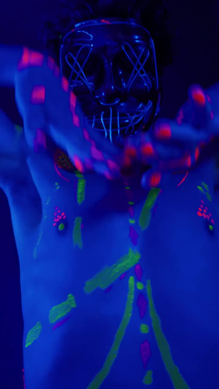 Video Stock Portrait Of A Man With Light Mask Dancing Live Wallpaper Free - Free Download