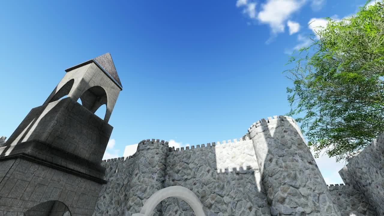 Free Stock Video Render Of A Medieval Castle At Daytime Live Wallpaper - Free Download