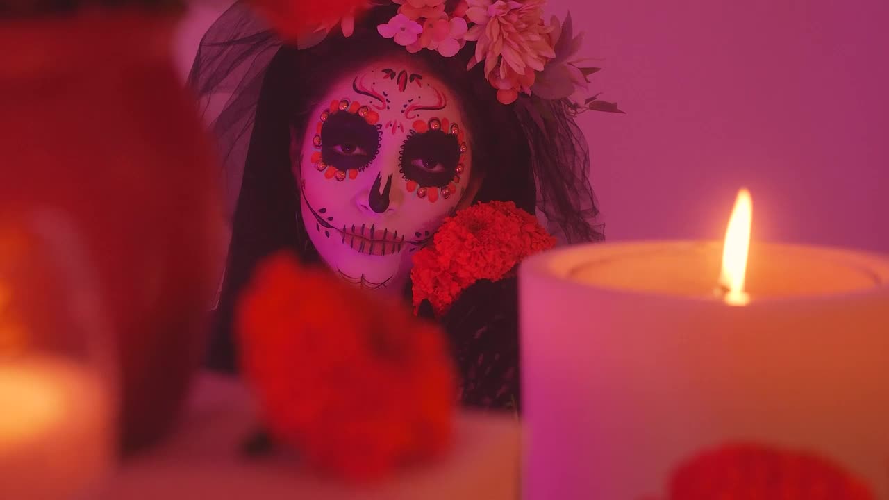 Stock Video Face Of A Catrina In The Day Of The Dead Live Wallpaper For PC - Free Download