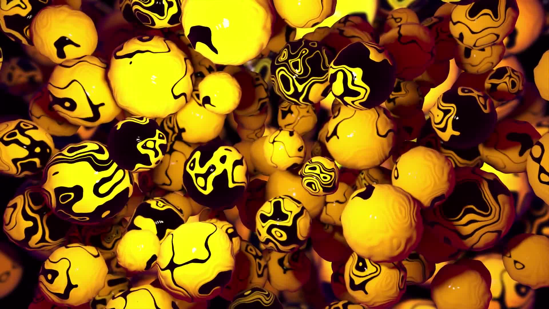 Liquid Yellow 3D Balls In Zero Gravity Looped Abstract Animated Wallpaper - Free Download