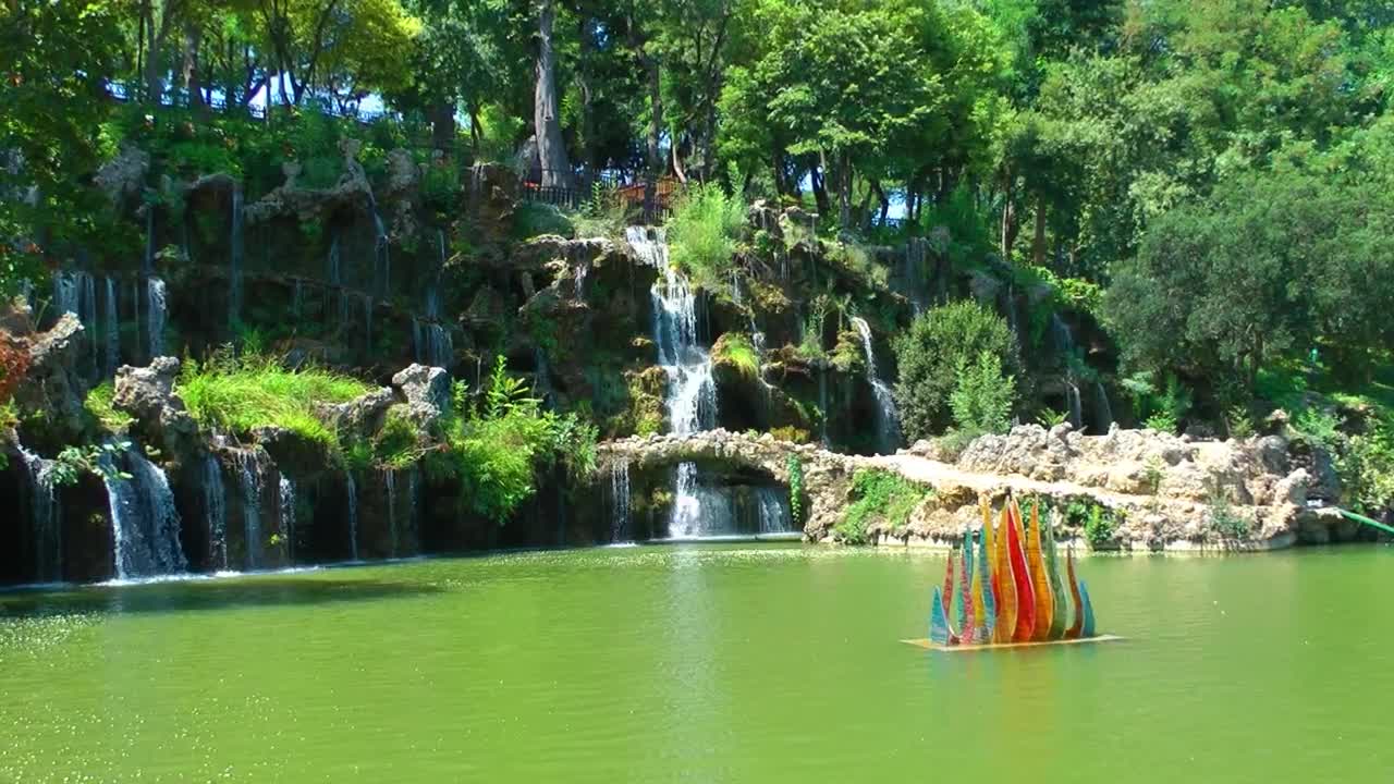 Stock Video Beautiful Lake And Its Waterfalls In A Park Live Wallpaper For PC - Free Download