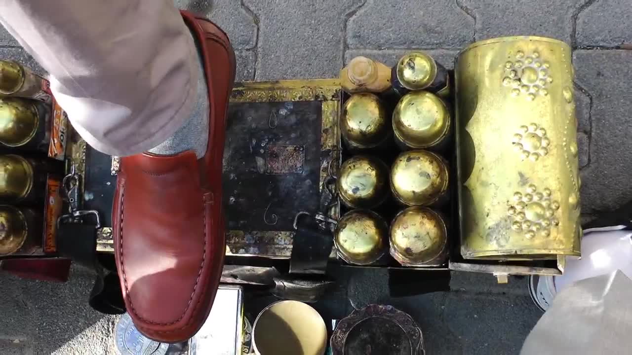 Free Stock Video Shoeshiner Working Over Head Shot Live Wallpaper - Free Download