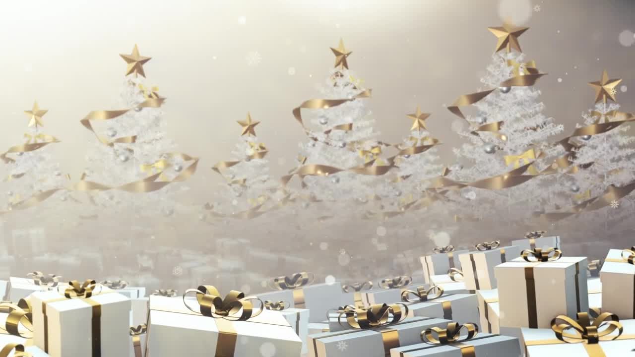Free Video Stock Stage Full Of White And Gold Christmas Presents Live Wallpaper - Free Download