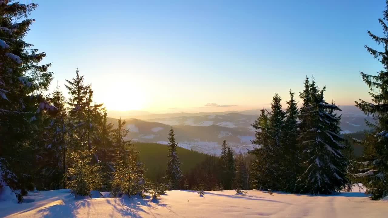 Free Stock Video Revealing A Snowy Mountain Range At Sunset Live Wallpaper - Free Download