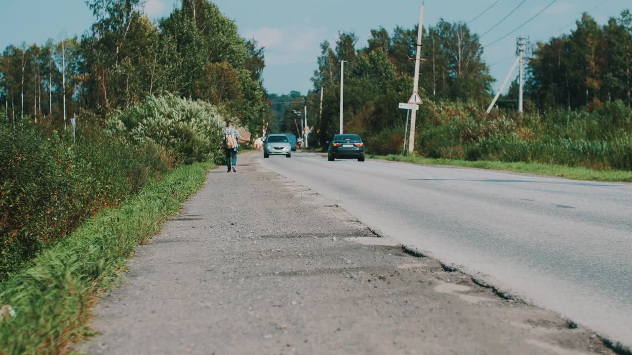 Stock Footage Walking Down A Rural Road With A Sign Live Wallpaper - Free Download