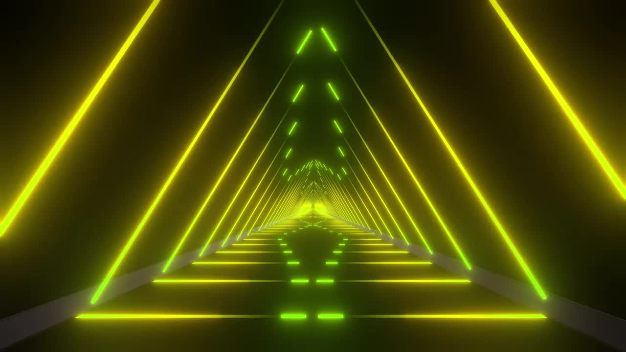 Stock Video Going Through A Tunnel Of Yellow Light Triangles Live Wallpaper For PC - Free Download