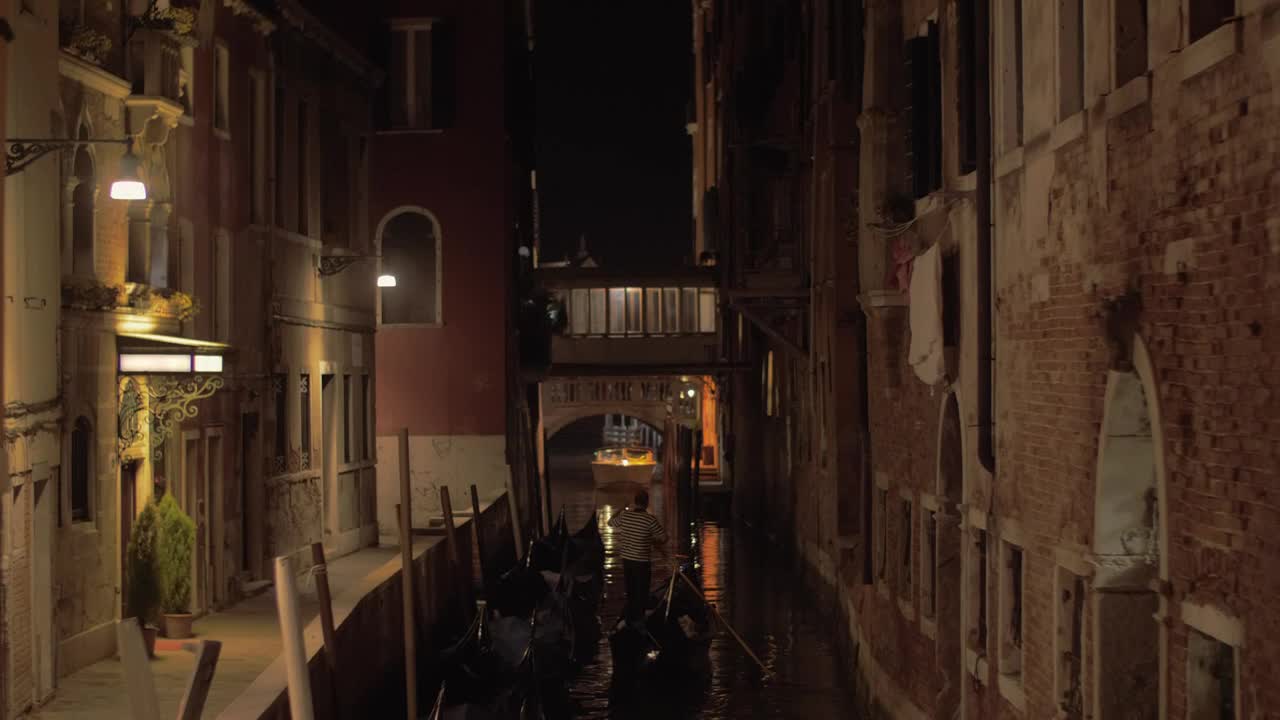Stock Video Gondolier Heading Down A River At Night Live Wallpaper For PC - Free Download