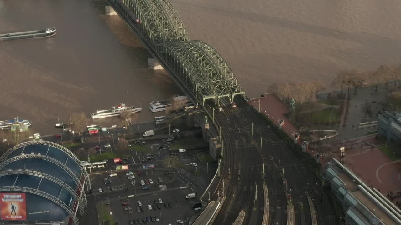 Stock Footage Vehicular Bridge Crossing The River Aerial View Live Wallpaper - Free Download