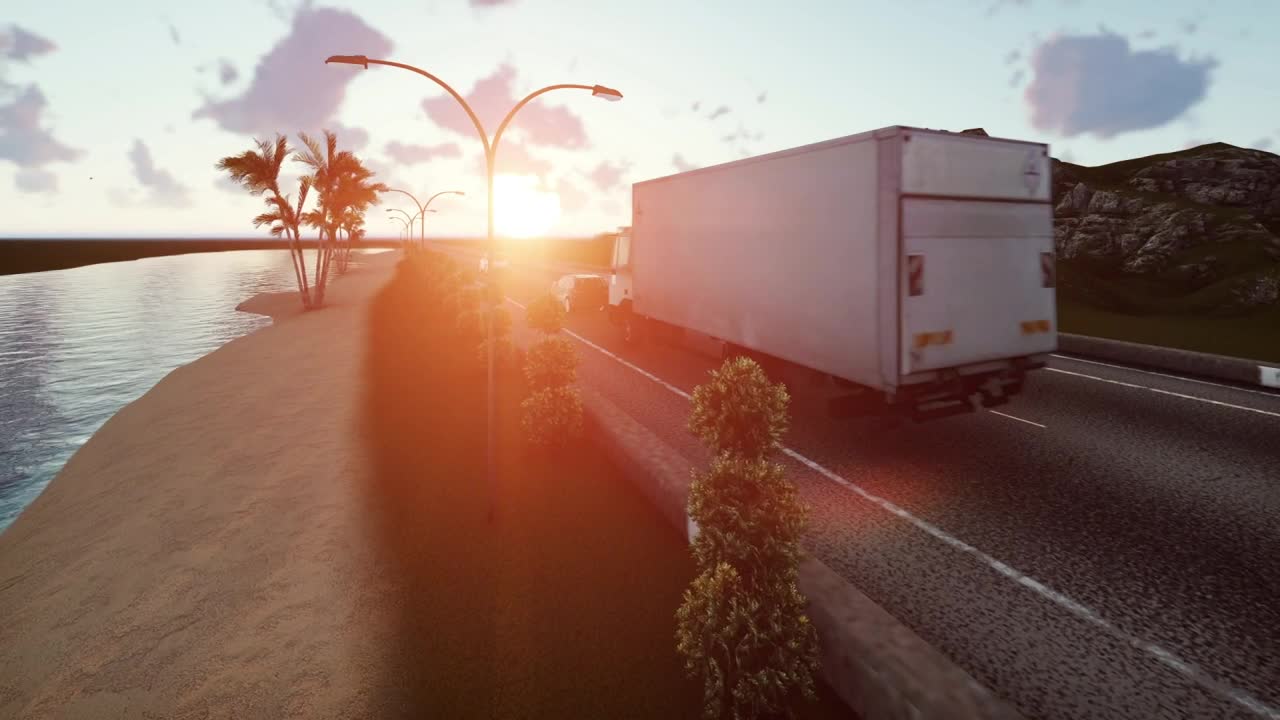 Video Stock Cars Traveling On A Highway During A Sunset Live Wallpaper For PC - Free Download