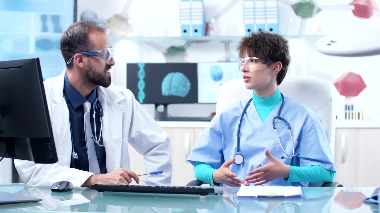 Stock Video Future Doctors In Vr Glasses Talk And Gesture Live Wallpaper For PC - Free Download
