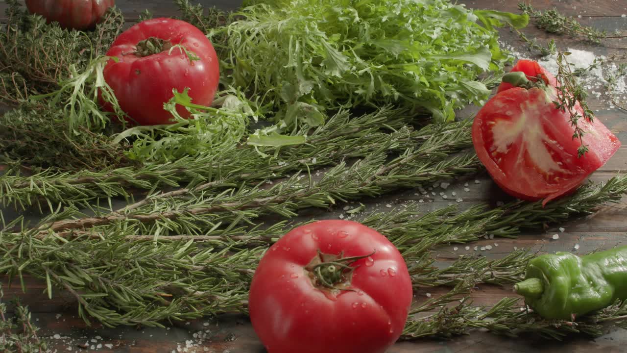 Free Stock Video Salad Ingredients On A Wooden Table Live Wallpaper - Free Download