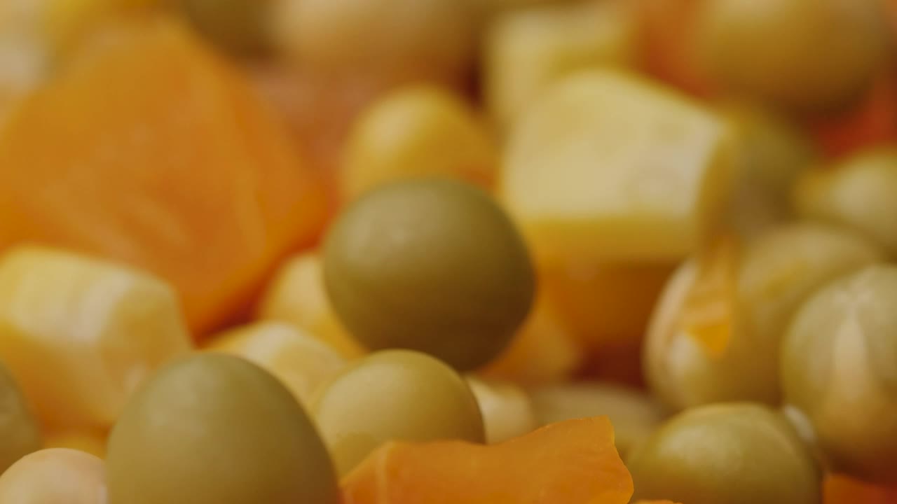 Stock Video Peas Corn And Cooked Carrots Seen In A Very Close Live Wallpaper - Free Download