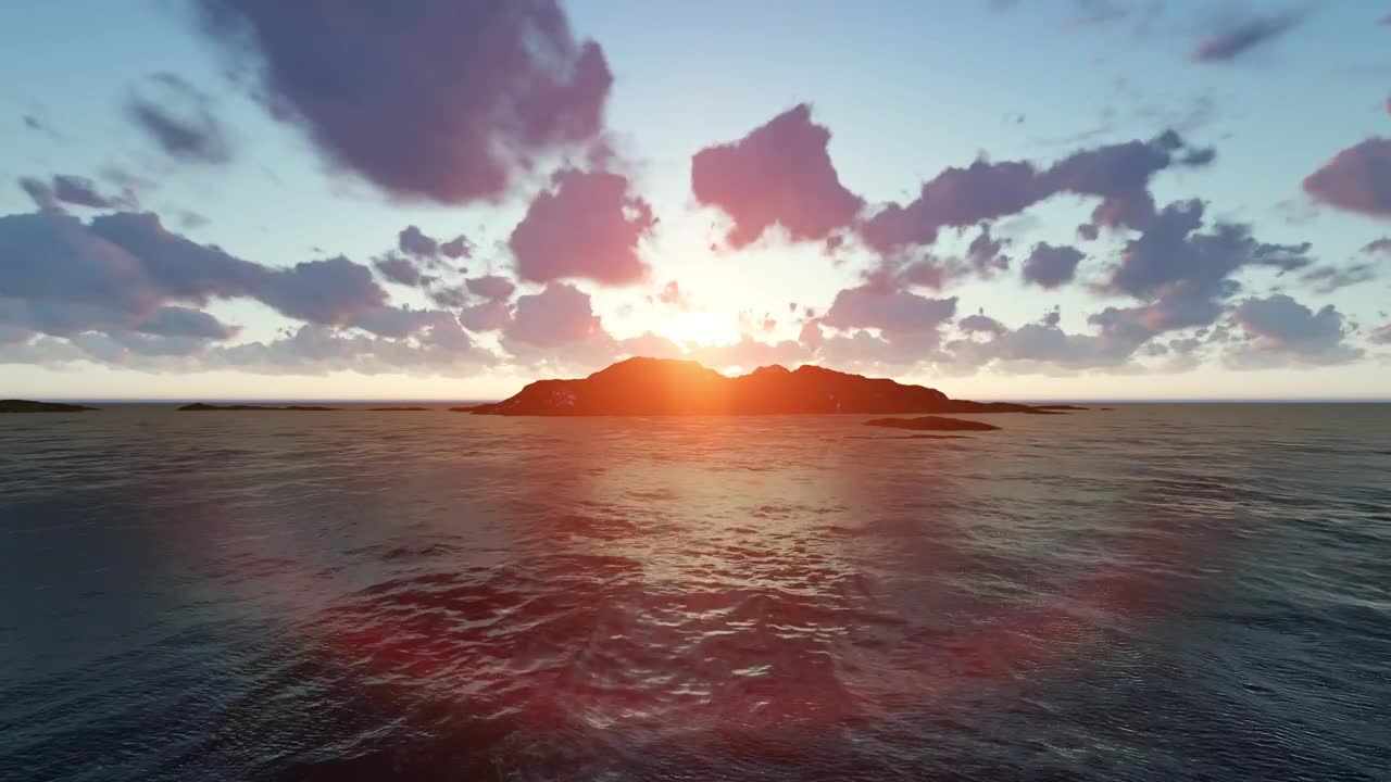 Free Video Stock sunset behind the mountains of an island in the sea Live Wallpaper - Free Download