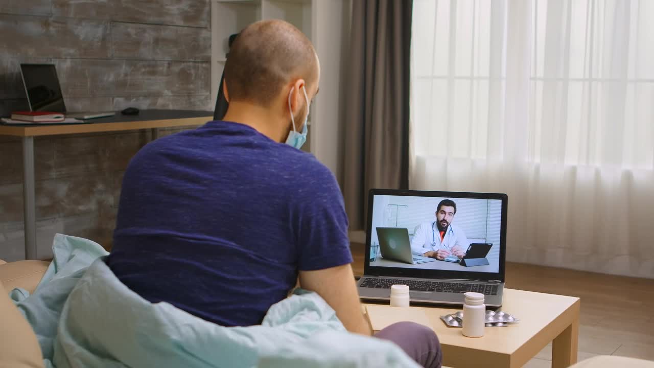 Free Stock Video Sick Man In Online Video Consultation With Doctor Live Wallpaper - Free Download