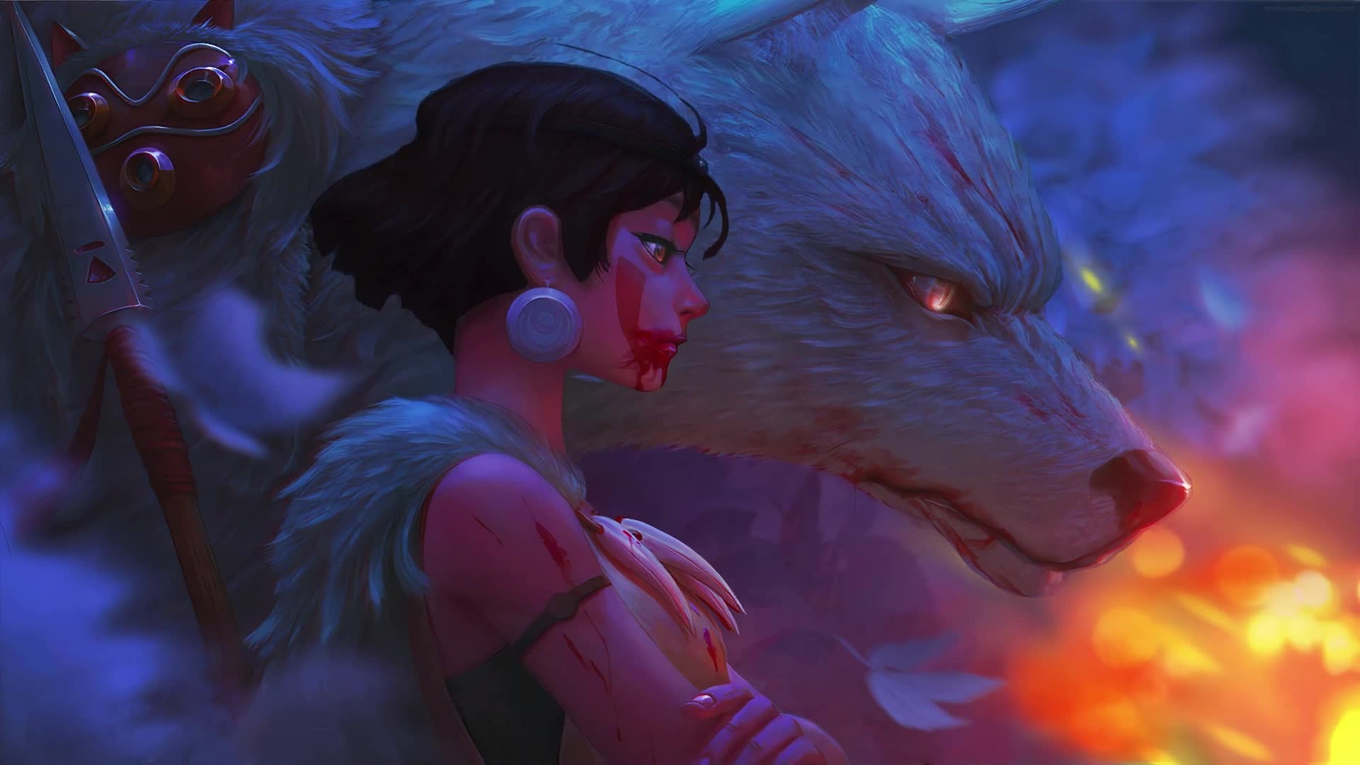Princess Mononoke and White Wolf Moro Live Wallpaper - Free Download