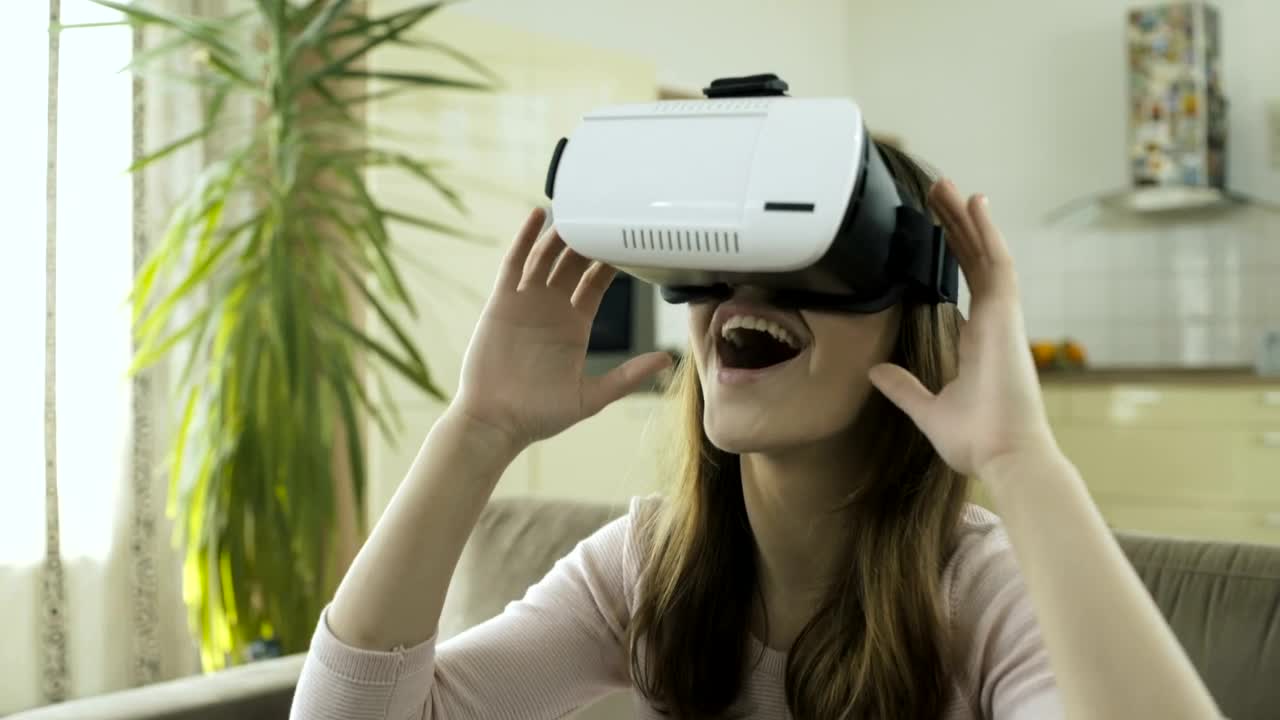 Stock Footage Woman Amazed With Virtual Reality Live Wallpaper - Free Download