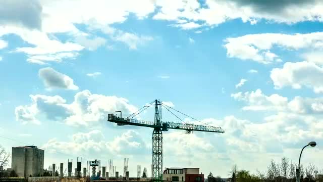 Stock Video Large Construction Crane Moving Smal Animated Wallpaper - Free Download