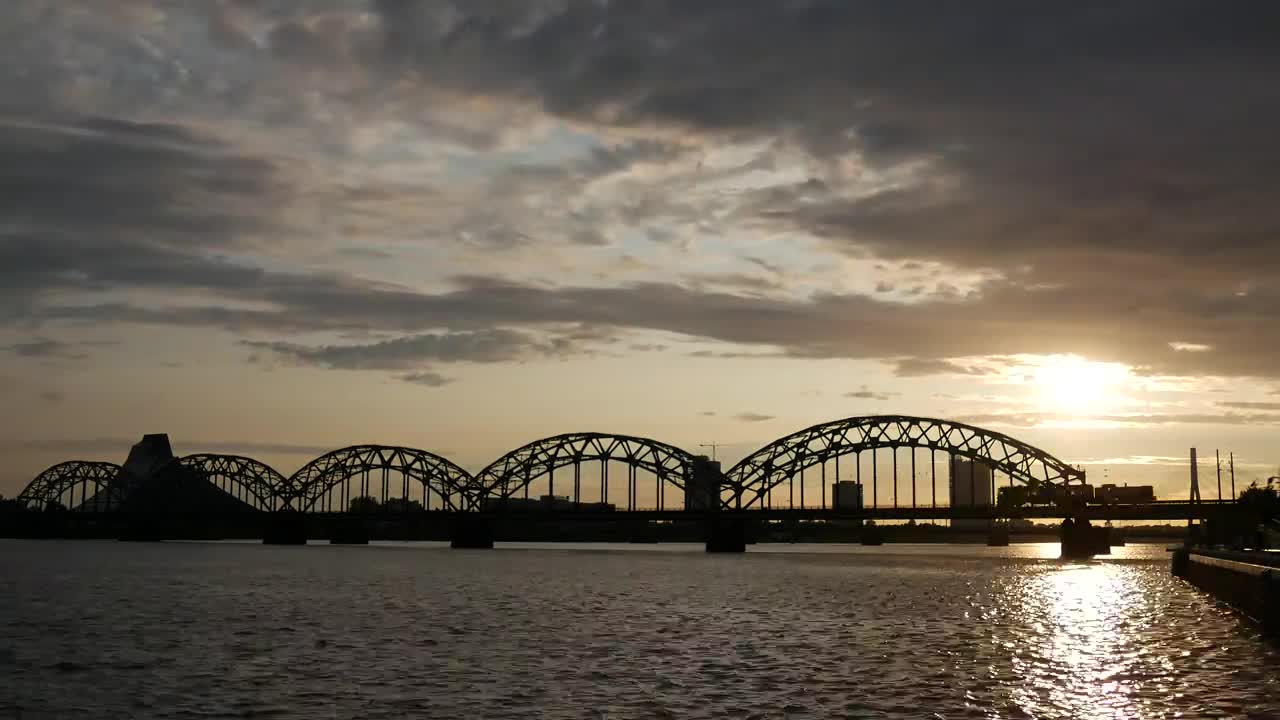 Video Stock Railway Bridge Silhouette In The Sunset Live Wallpaper Free - Free Download
